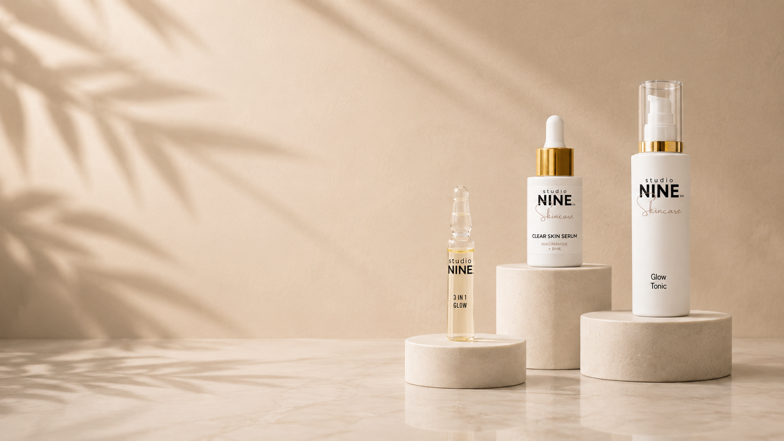 NINE99 Skincare Bestseller – 3in1 Ampullen Glow Anti-Aging Akne, Clear Skin Serum gegen unreine Haut und Glow Tonic, Made in Germany